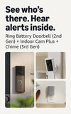 Matte mocha battery doorbell with indoor camera and white charging dock