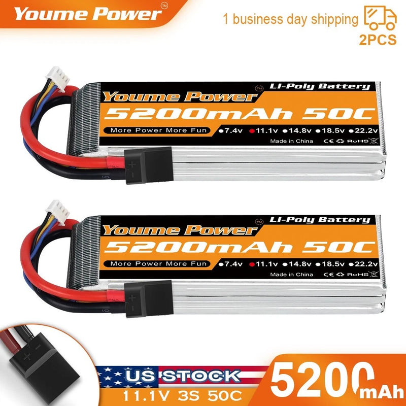 2pcs 11.1V 5200mAh 3S LiPo Battery 50C for RC  TR Car Truck Buggy Boat