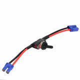 Waterproof rocker ON-OFF switch with inline wiring and blue connectors, red/black leads