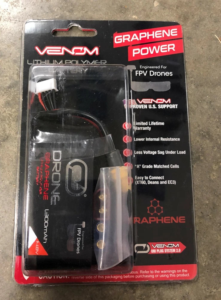 Venom Graphene 4s 14.8v 90c 1300mah Drone Racing FPV Lipo Battery 35070 Battery