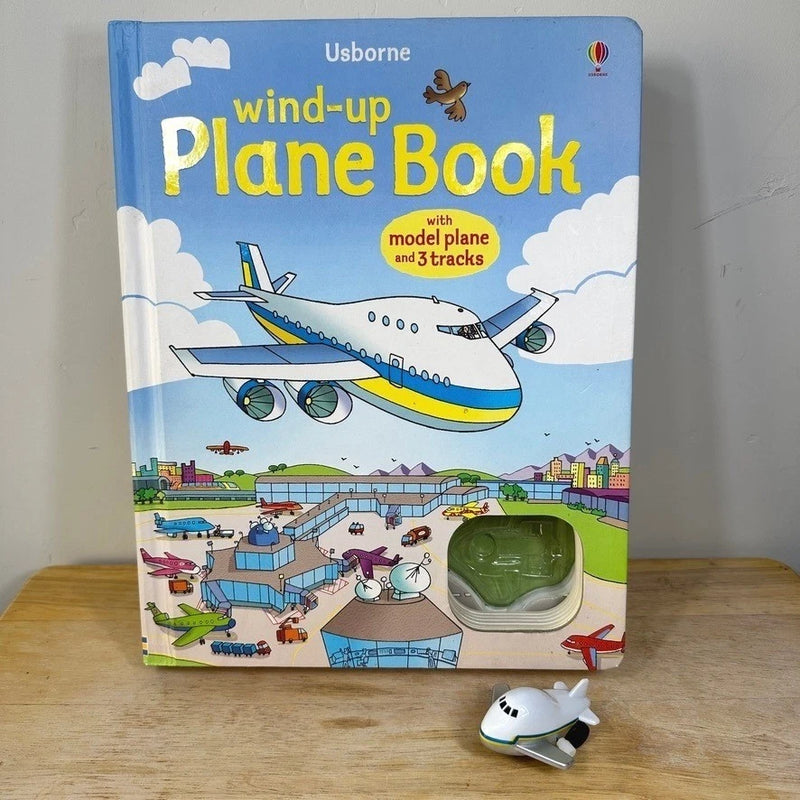 Usborne Wind-up Plane Book with Model Plane and 3 Tracks Interactive Hardcover