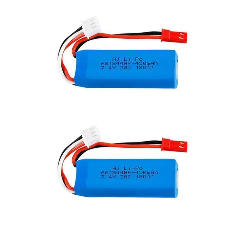 2Pack 7.4v 450mAh 20C Lipo Battery for WLtoys K969 K989 K999 P929 P939 RC Cars
