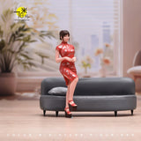 1/18 Miniatures Red Cheongsam Girl Scene Props Model Figures For Cars Vehicles