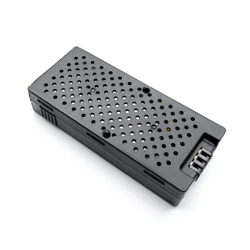 Black 1S 3.7V LiPo battery pack with vented top and dual connector ports