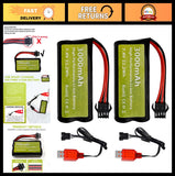 2PCS 7.4V 3000mAh Li-ion Battery 15C 2S with USB Charger for RC Cars, Boats, Dro Battery