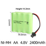 1Pcs 4.8V 2400mAh Ni-MH AA Battery SM-2P Plug For Rc toys Cars Tanks Robots Gun Battery