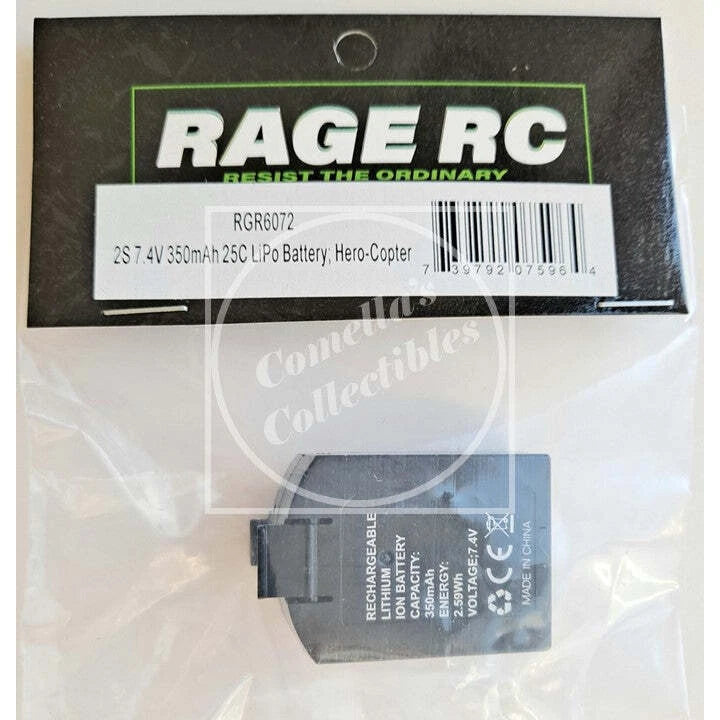 Rage RC 2S 7.4V 350mAh 25C LiPo Battery Pack for Hero-Copter RGR6072 Battery