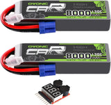 2S LiPo Battery 8000mAh 7.4V 130C RC Battery with EC5 Connector 2 Pack Battery