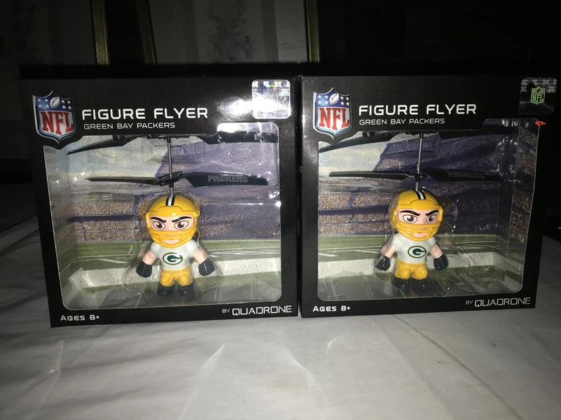 2 QUADRONE NFL Player FIGURE FLYER Toy DRONE Hand Sensor GREEN BAY PACKERS Team
