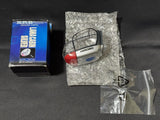 RC helicopter cabin replacement part, silver with black and red accents