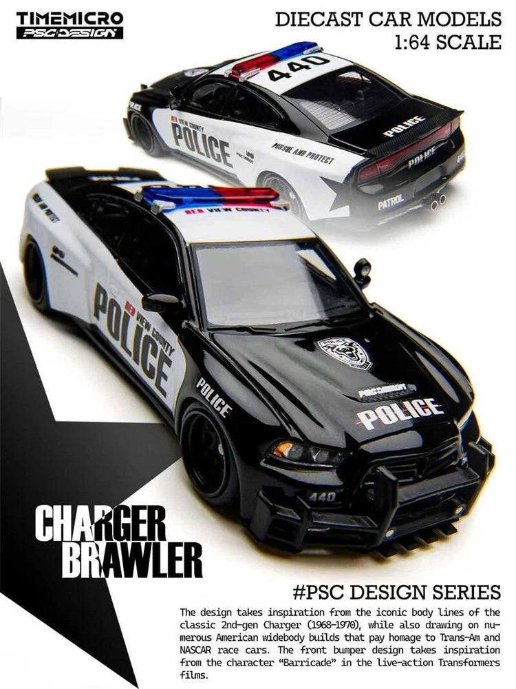 TimeMicro ¡Á PSC DESIGN 1:64 Charger "rawler" Rivals Police Diecast Model Carc