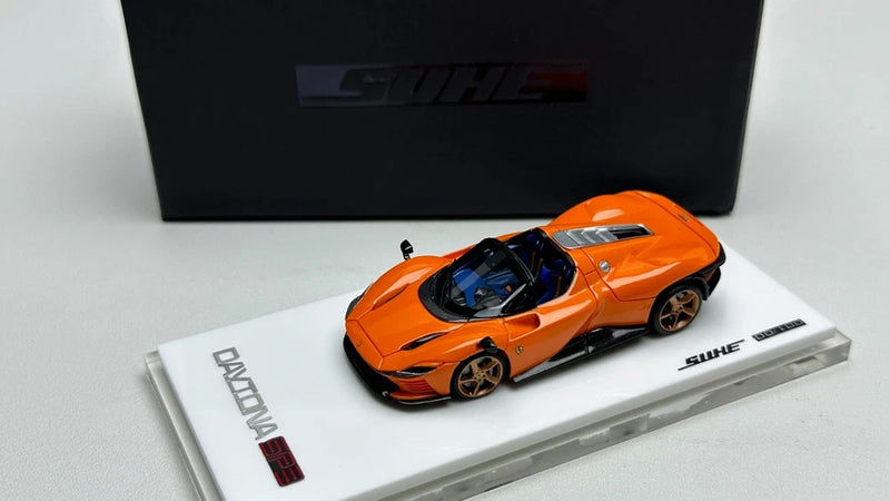 High-end SUHE 1:64 Ferrari SP3 Daytona Orange Resin Car Model