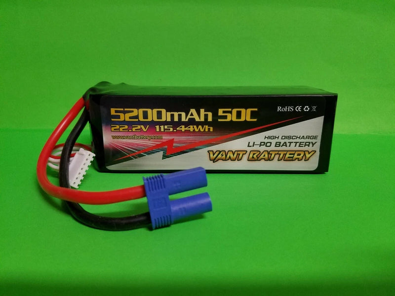 VANT 6S 22.2V 5200mAh 50C Lipo Battery w EC5 Plug Soft Case GENS ACE TURNIGY Battery