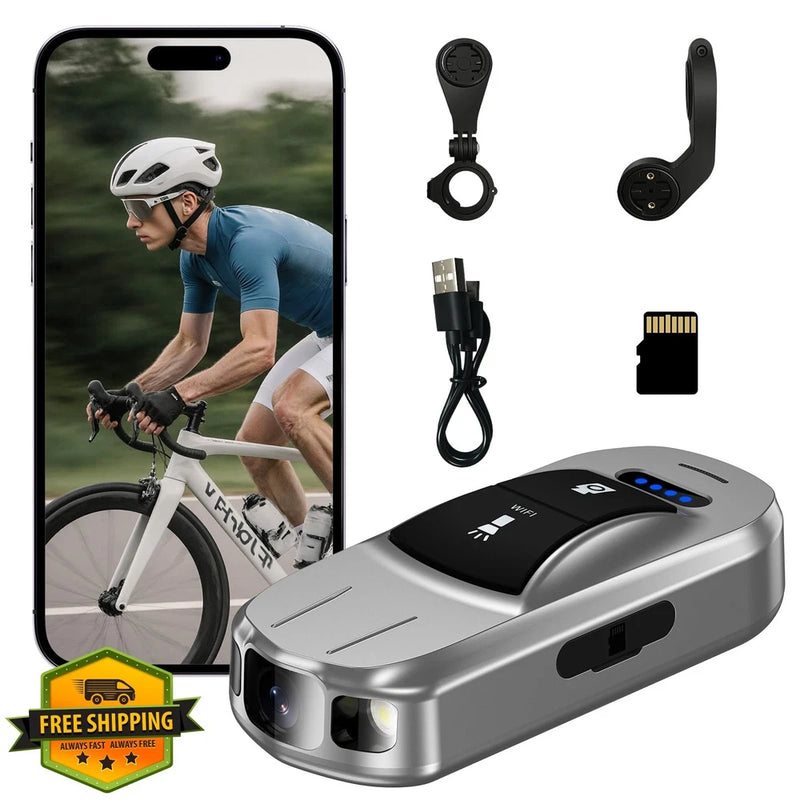 RideZen Bike Camera Silver IPX6 Waterproof Action Camera w/ Mount