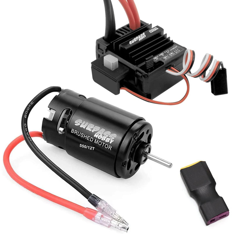 OGRC 550 12T Brushed Motor 80A ESC Set with T-XT60 Converter Adaptor for 1/10 RC Converter