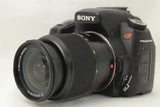 Sony Alpha DSLR camera with DT 18-70mm lens, black body, front view