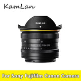KamLan 8mm F3.0 APS-C MF Wide Angle Fisheye Lens for Canon Sony Fujifilm Camera