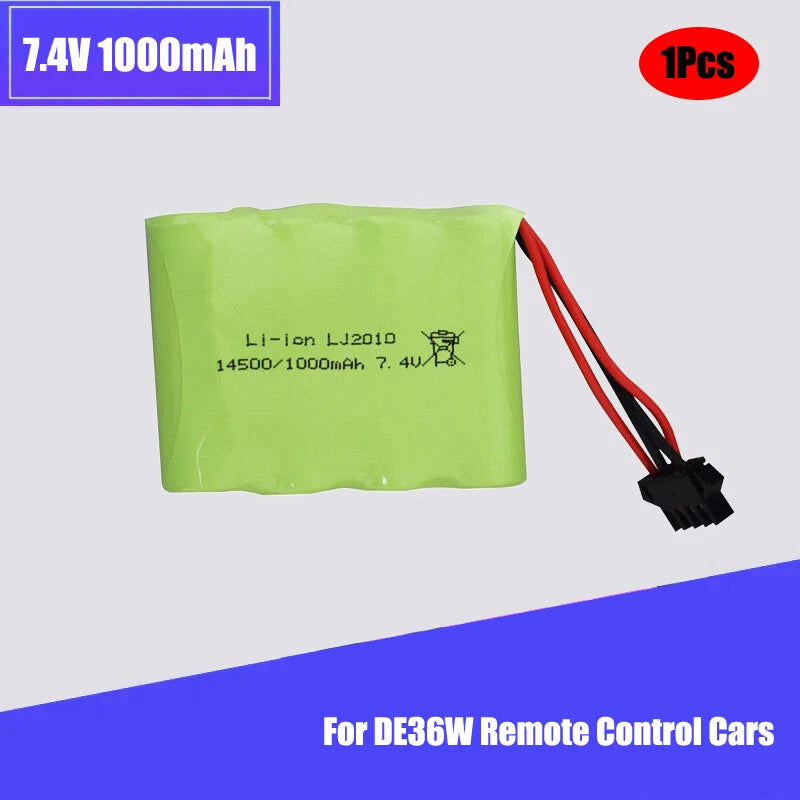 1Pcs 7.4V 1000mah 2S 14500 Battery For DE36W Remote Control Car 1:16 High Speed