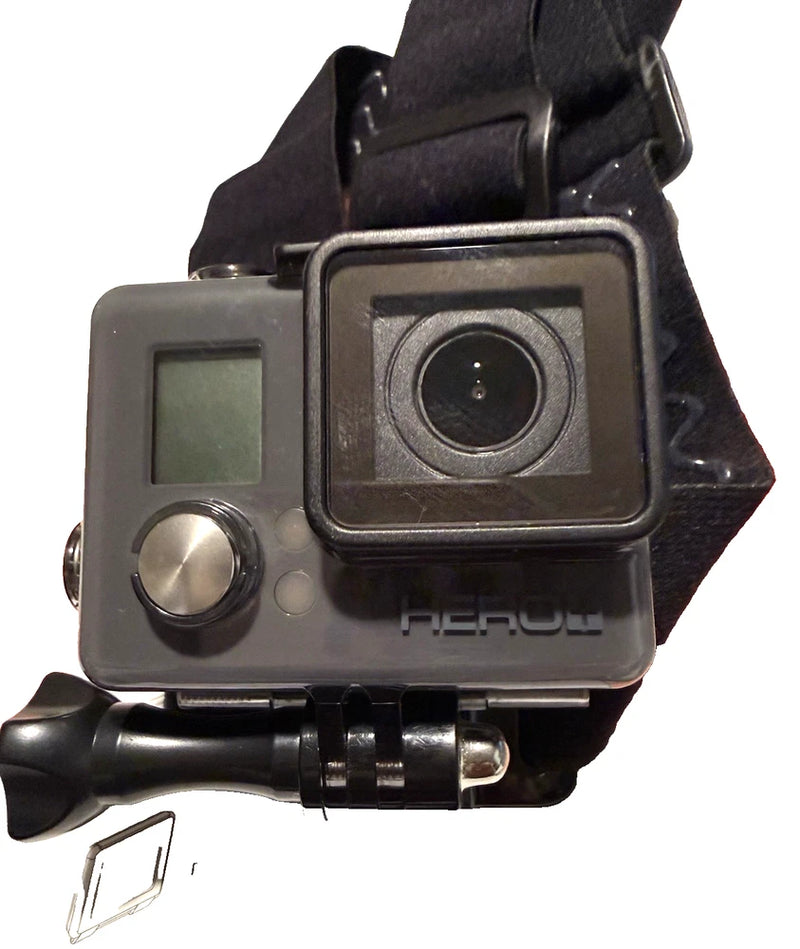 GoPro Hero waterproof action camera housing with front lens and side control buttons