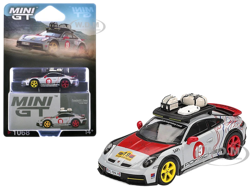 PORSCHE 911 DAKAR #19 "UNCLE RALLY" GRAY 1/64 DIECAST MODEL BY MINI GT MGT01068