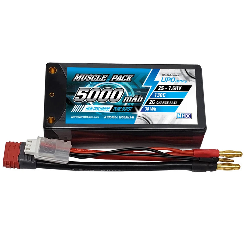 NHX Muscle Pack 2S 7.6 HV 5000mAh 130C Shorty Lipo Battery w/ DEANS Connector Battery