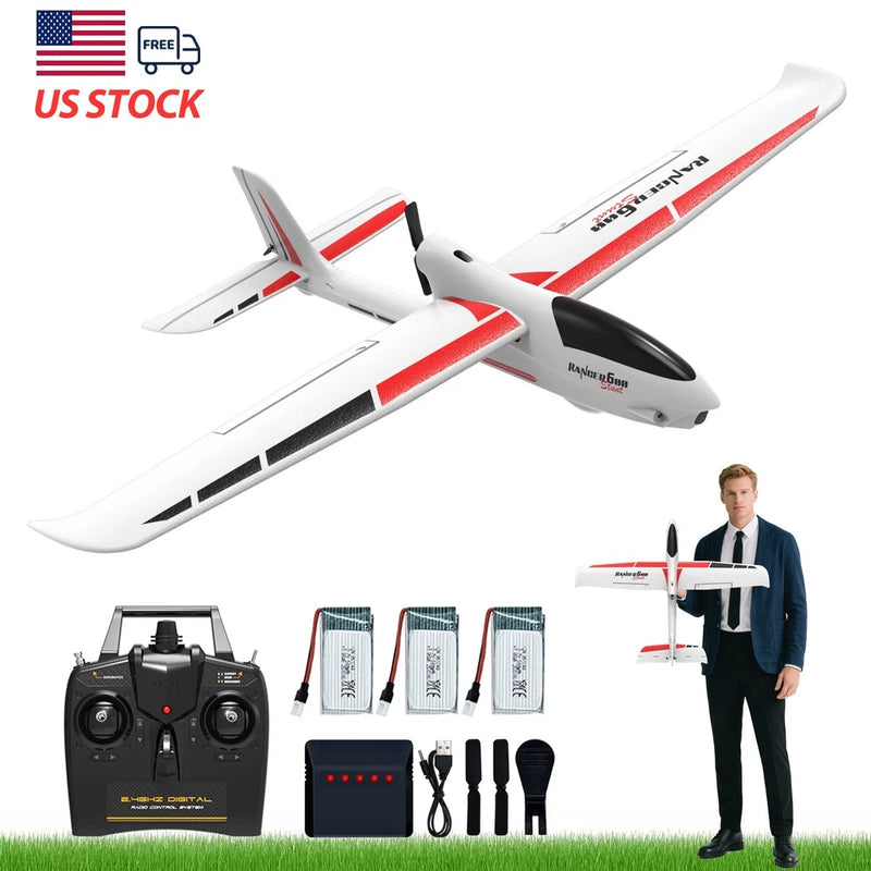VOLANTEXRC 4-CH RC Plane Glider,Ranger600 Stunt,23.6*18.1 inch,with 3 batteries
