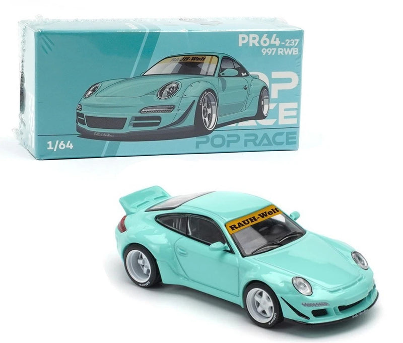 Pop Race 1:64 Porsche 911 RWB 997 Blue Diecast Model Car PR640237