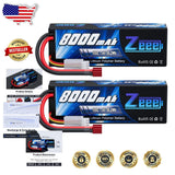 2S Lipo Battery 8000mAh 7.4V 100C, Hard Case, T Plug, RC Use (2 Pack)