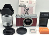 Excellent condition FUJIFILM X A1 red lens kit with Wi Fi and new SD