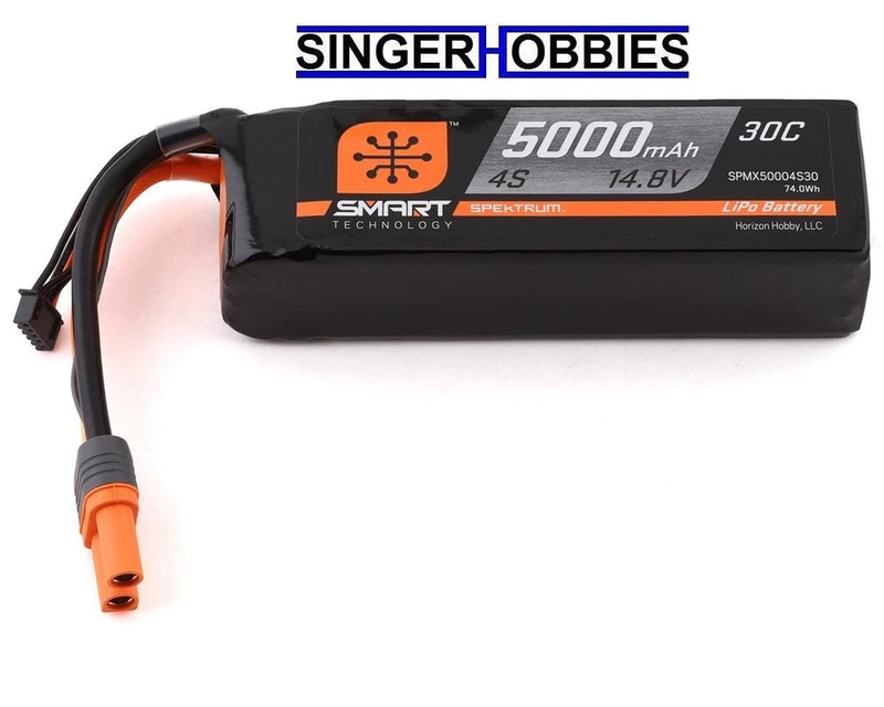 Spektrum SPMX50004S30 4S Smart 30C LiPo Battery IC5 14.8V/5000mAh HH Battery