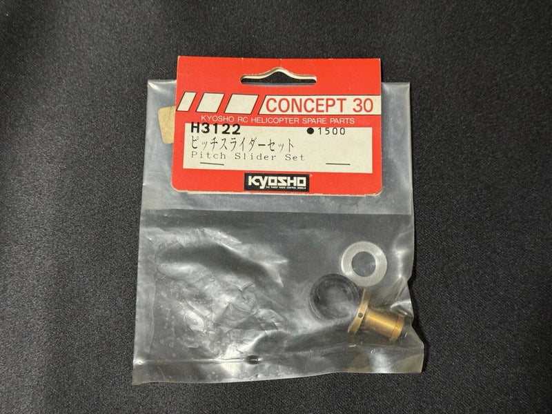 RC helicopter pitch slider set in sealed plastic bag, metal and black parts, Kyosho Concept 30