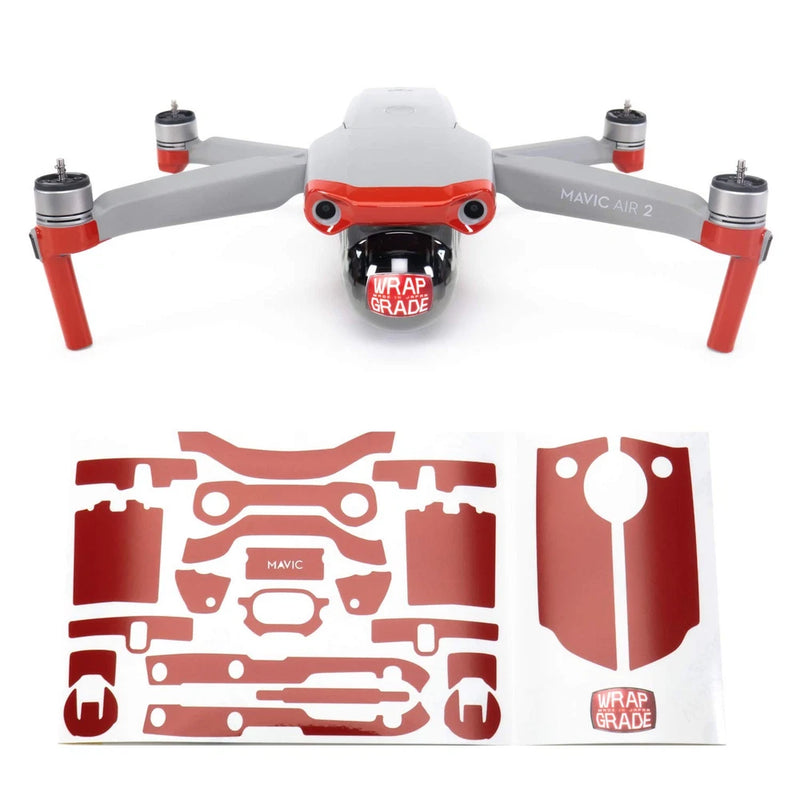 WRAPGRADE red drone skin sticker set with cut vinyl templates for drone body