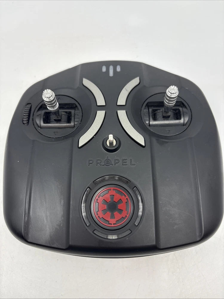 Propel drone remote controller with two joysticks and red emblem button