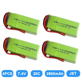 4Pcs 2S 7.4V 2800mah 20C JST  Lipo BatteryFor Radiolink RC4GS RC6GS Transmitter