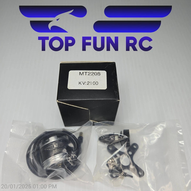 MT2208 brushless quadcopter motor, KV2100, in box with mounting hardware and wires