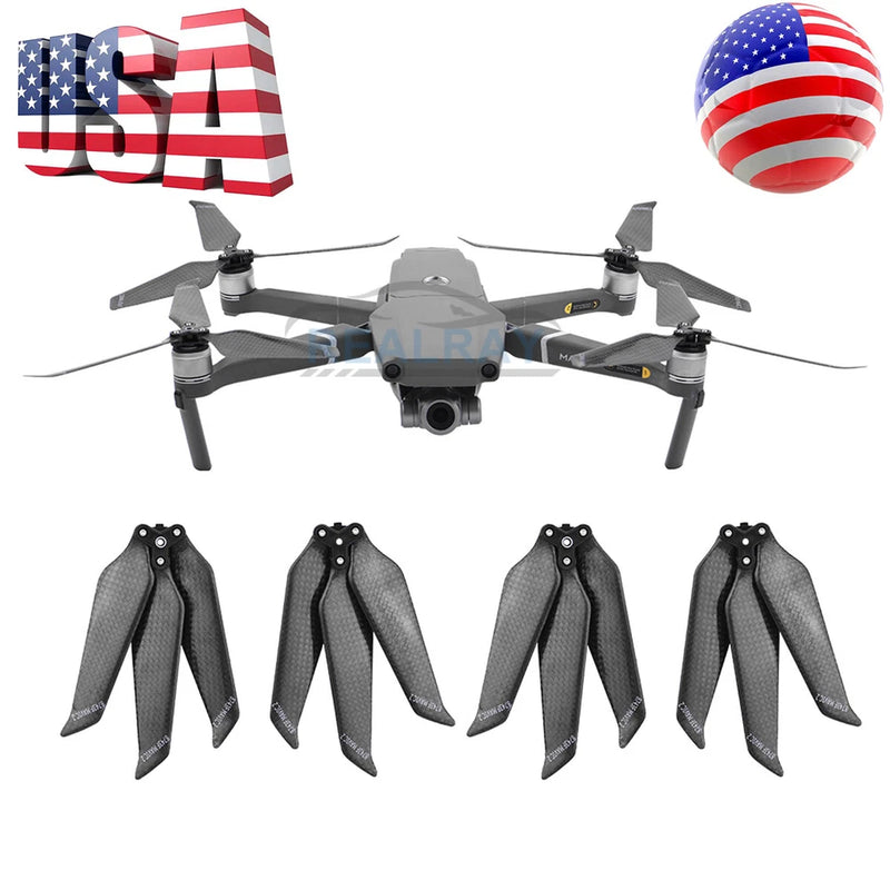 2 Pairs 8743F Low-Noise 3-Blade Carbon Fiber Propellers For DJI Mavic 2 Pro/Zoom