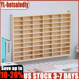 60 Grids Car Display Case Wooden Car Model Display Cabinet Wall Mounted Case US