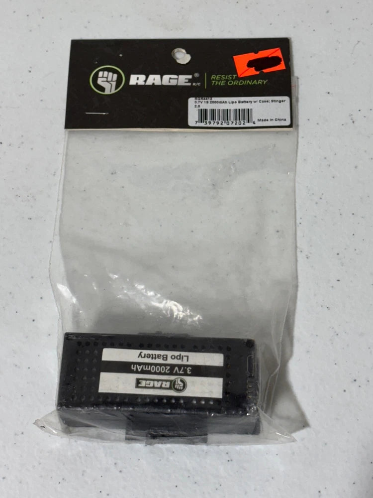 Rage RC RGR4412 4412 1S 3.7V 2000mAh Lipo Battery w/Case Stinger 2.0 Drone NEW