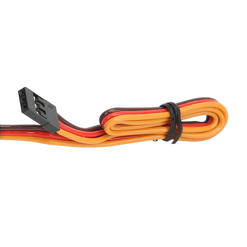 RC servo motor with black connector and red/orange/yellow wire leads