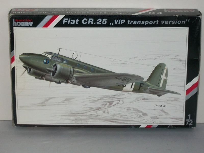 Fiat CR.25 aircraft model kit box with side-view green plane artwork