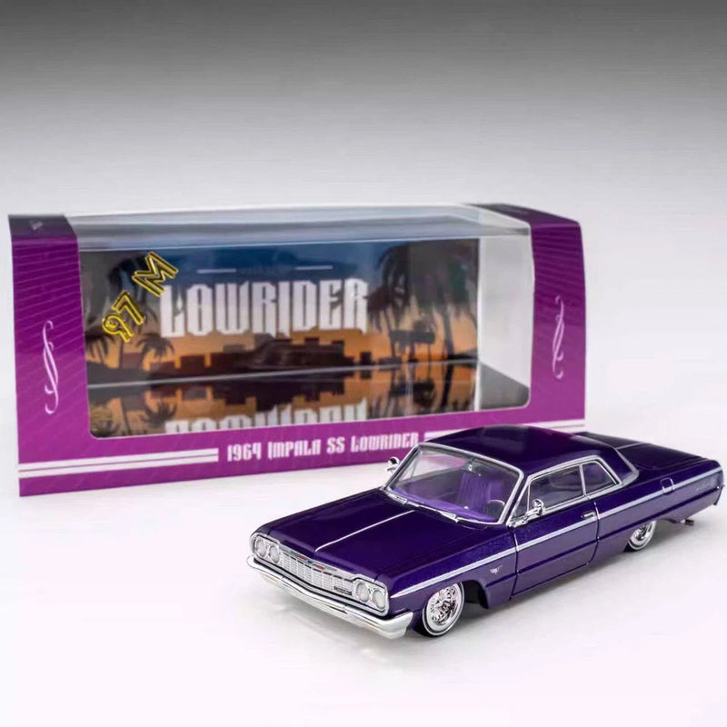 1/64 1964 Impala LowRider Bouncing Suspension Diecast Alloy Car Model Purple