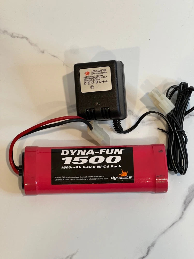 7.2V 1500mAh 6-cell NiCd battery/Charger pack, model Dyna-Fun Battery