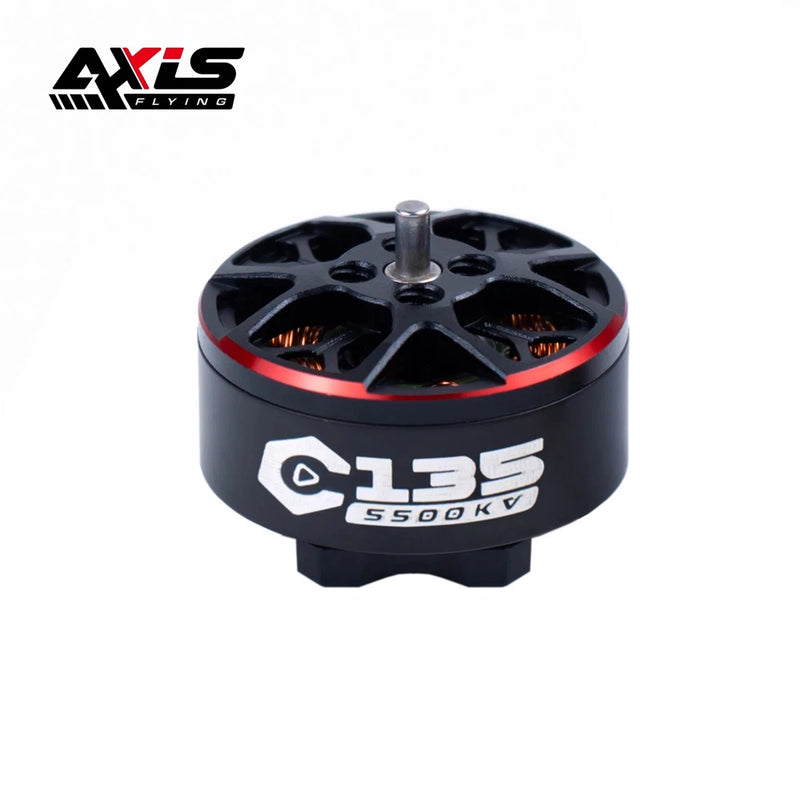 Axisflying C135 brushless FPV motor, black with red trim and S500KV label