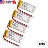 MakerHawk 4Pcs 3.7V 1000mAh LiPo Battery Rechargeable 1S 3C for Electronic Devic Battery