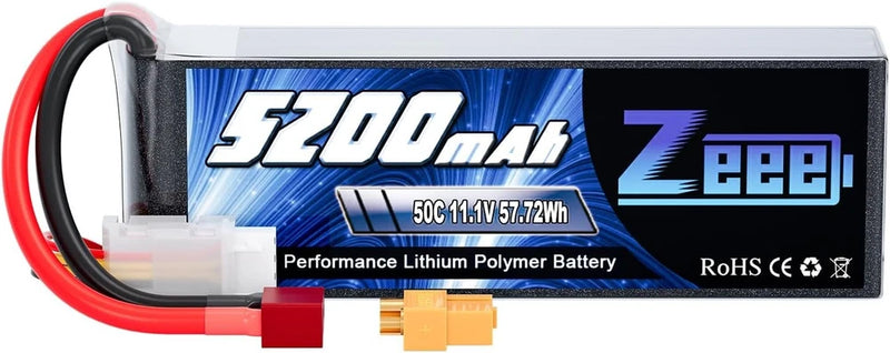 3S Lipo Battery 5200mAh 11.1V 50C with T and XT60 Connector Soft Case Battery Battery