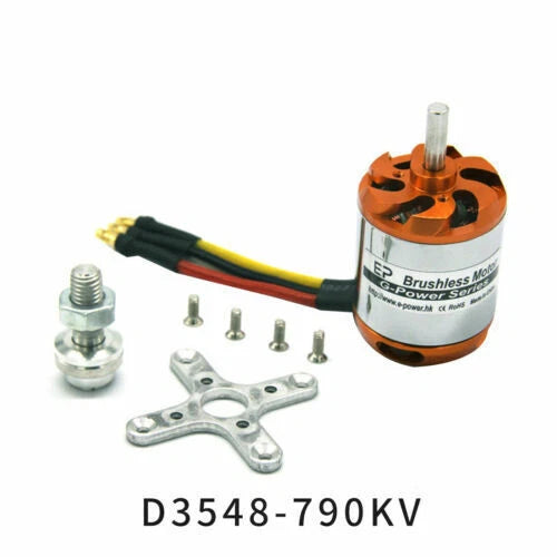 D3548 790KV FPV brushless motor with mounting cross and wiring leads