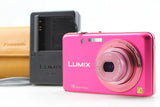 [Near MINT w/ Case] Panasonic Lumix DMC-FH7 Pink Body Digital Camera  From JAPAN
