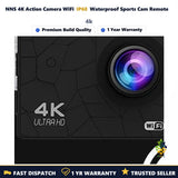 NNS Action Camera 4k Ultra FHD Remote control IP68 sport cam 120?? Android iOS