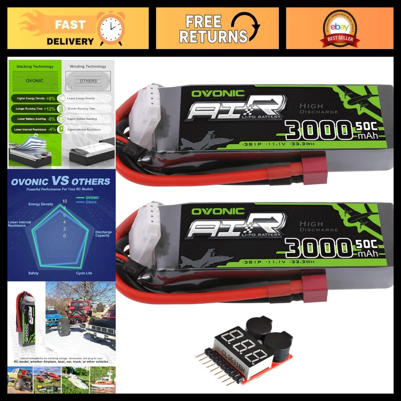High-Performance 3S Lipo Battery 50C 3000mAh 11.1V for RC Airplane, Helicopter, Battery