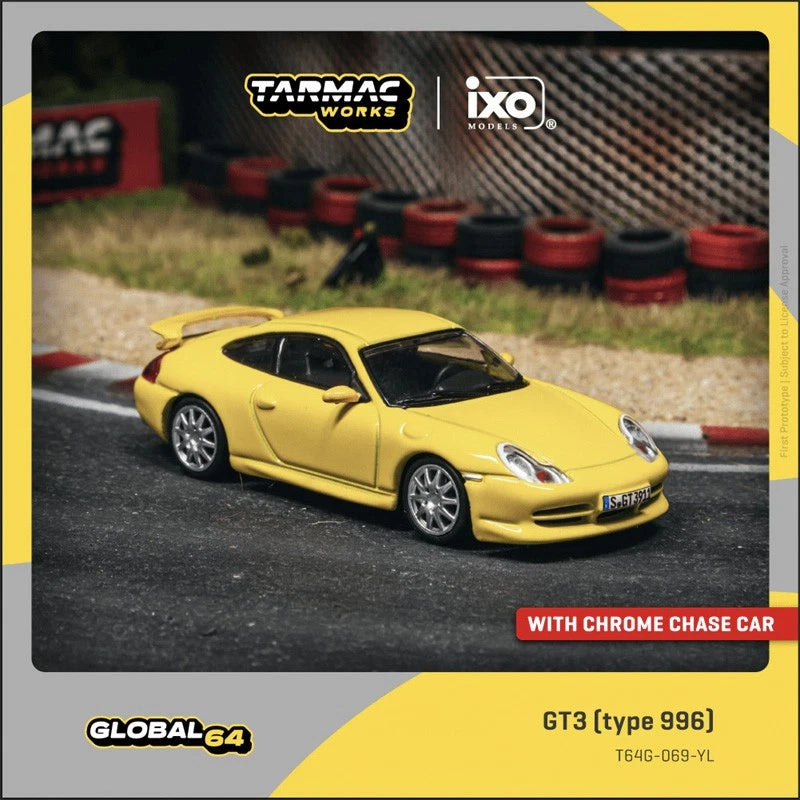Tarmac Works 1:64 911 GT3 (type 996) Yellow Diecast Model Car